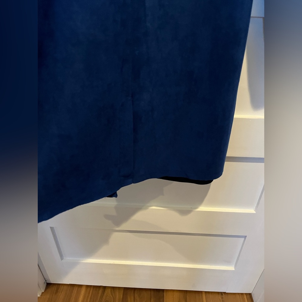 Solitaire Faux Suede Long Open Coat Women’s Sz M Jewel Blue - Picture 3 of 4